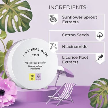 The Face Shop Naturalsun Eco No Shine Sun Powder| Unisex Sunscreen with SPF 30, PA ++| Mattifying, sweat resistant powder for advanced sun protection| Suitable for all skin types, ideal for sensitive and acne prone skin, 13gm